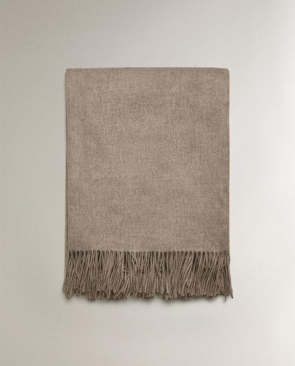 ZARA HOME ПЛЕД ИЗ ШЕРСТИ И КАШЕМИРА, БЕЖЕВЫЙ