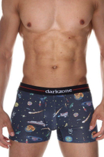 Темно-синие трусы-боксеры с принтом в виде планет и звезд (Размер: S) (Цвет: темно-синий)