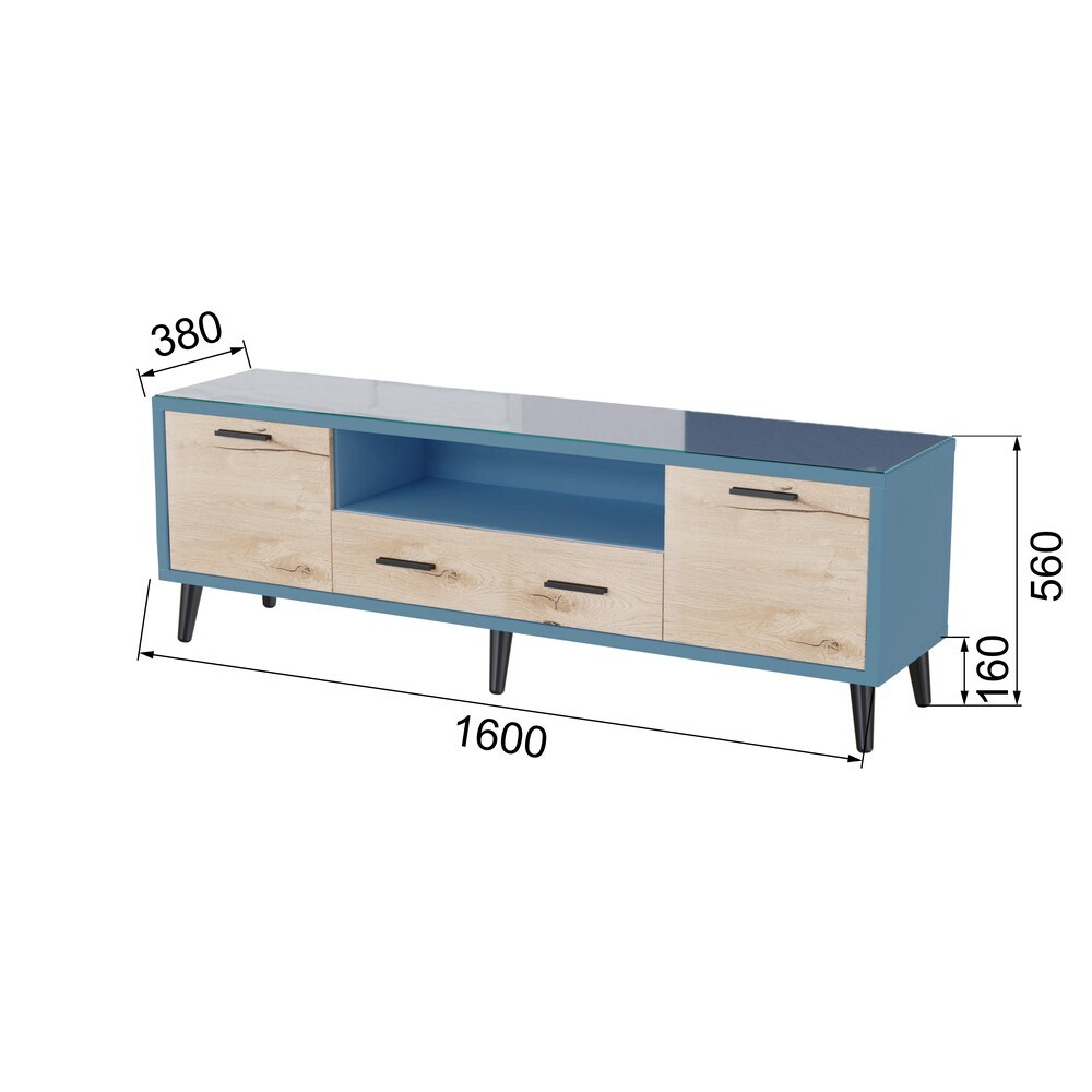 Тумба ТВ Ланс 1,6, Светло-голубой