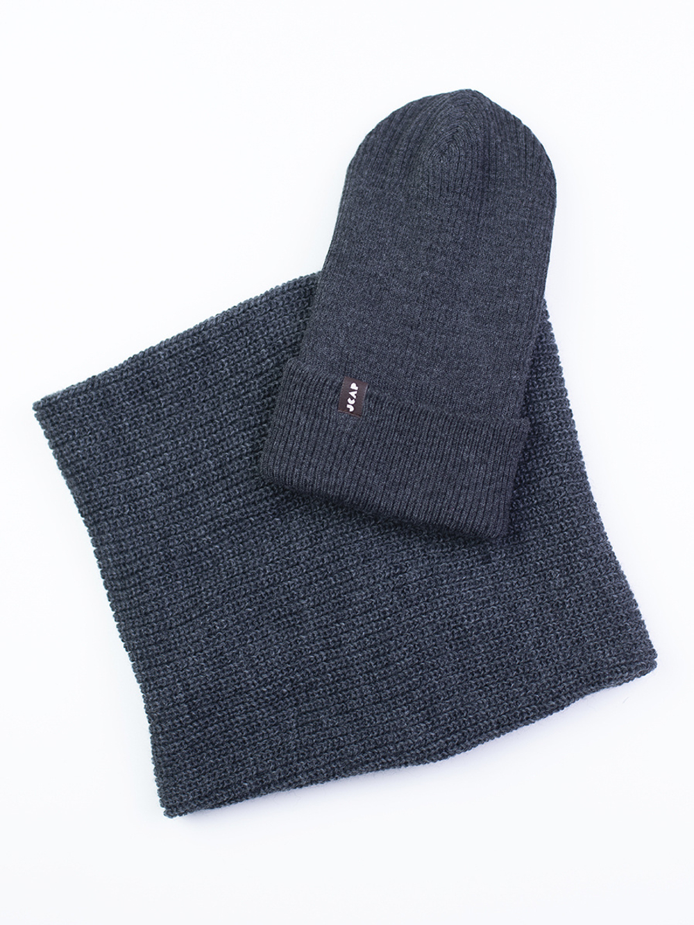 Снуд-резинка вязаный (Черный меланж)