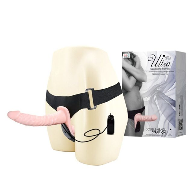 Baile Страпон женский двойной на ремешках,с вибрацией