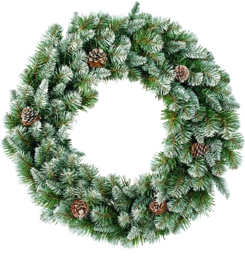 Венок хвойный Императрица с шишками диаметр 90 см заснеженный, Triumph Tree (73849)