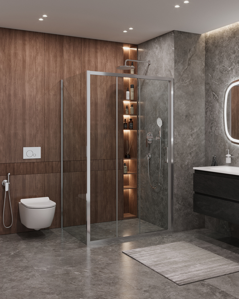 Душевой уголок Cezares MOLVENO-AHF-31-120/80-C-CR-IV, 120х80х195, профиль хром, стекло прозрачное