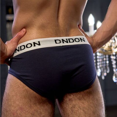 Темно-синие хлопковые мужские трусы-брифы (Размер: XXL) (Цвет: темно-синий)