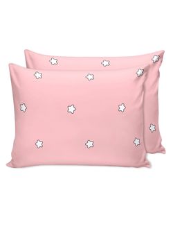 Постельное белье Сказка "Спящие звезды (розовые)" евро Наволочка 50х70 см 2 шт Простынь на резинке 180х200 см Пододеяльник 200х215 см, перкаль