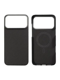 Карбоновый чехол для IPhone 17 Pro MAX with MagSafe черный полоска (Black)