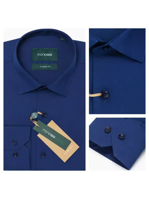 Рубашка классическая CLASSIC FIT с длинным рукавом, темно-синяя