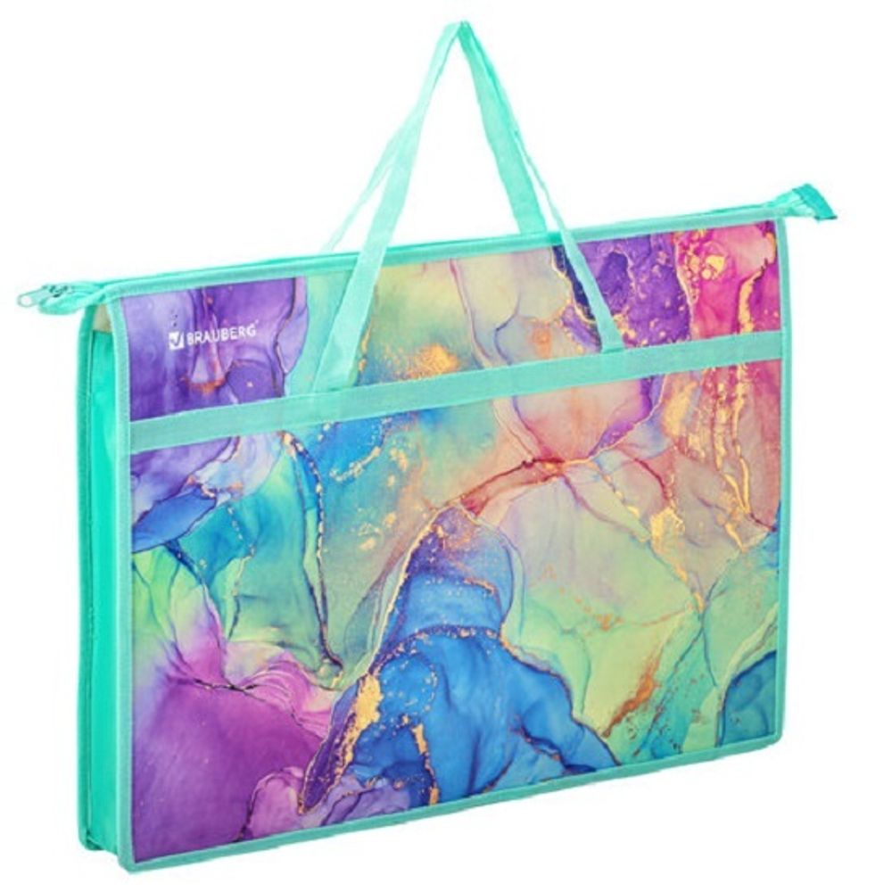 Папка с ручками А3, Brauberg Marble, пластик