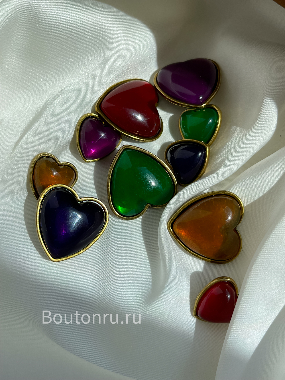 Пуговицы оранжевые сердечки