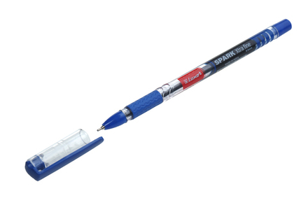 Ручка шариковая "Spark" Luxor синяя 0.7мм с резиновым упором корпус прозрачный пластиковый чернила на масляной основе с пониженной вязкостью
