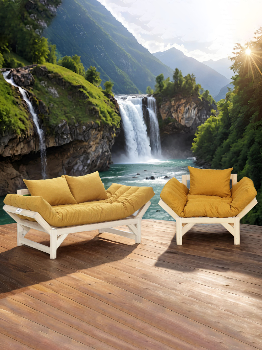 Диван Мебелик Бинго ткань savana plus yellow, каркас лак