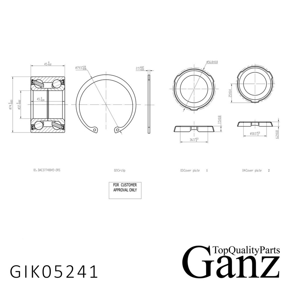 Подшипник ступицы задний BMW E28/34 (+стопор) GANZ GIK05241