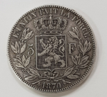 5 франков 1870 года. Бельгия. VF
