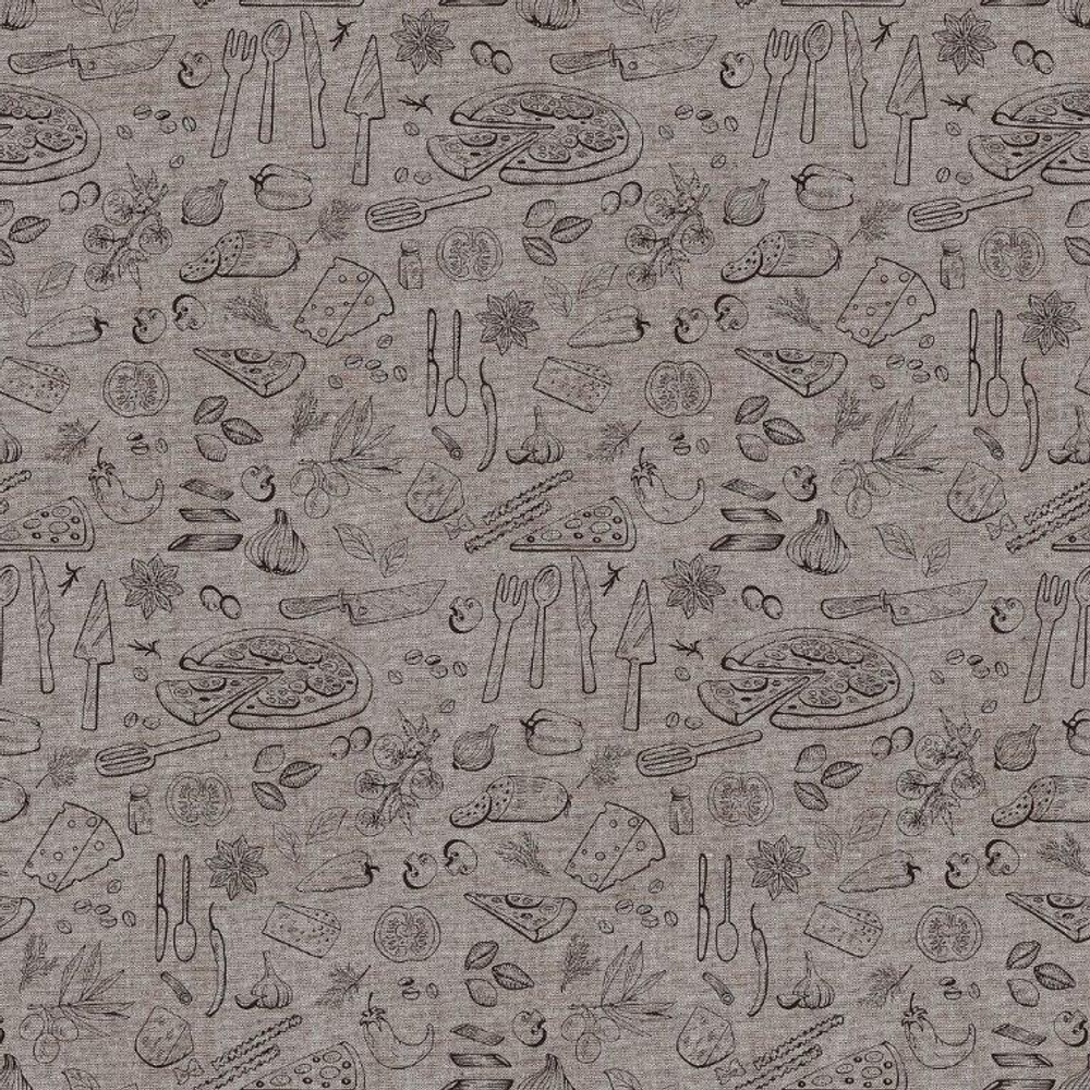 Ткань постельно-плательная Prival Пестроткань Кухня, коричнево-красный, 142г/м2,1.5х5м