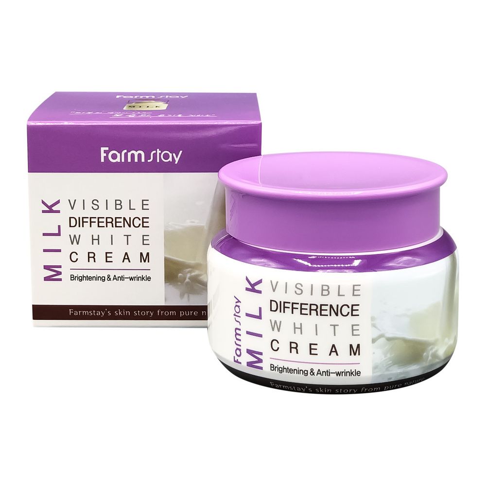Farmstay Visible Difference White Cream Milk Увлажняющий крем для лица с экстрактом молока, 100 г