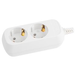 Колодка ЭРА KX-2e 2 розетки с зазeмлением белая