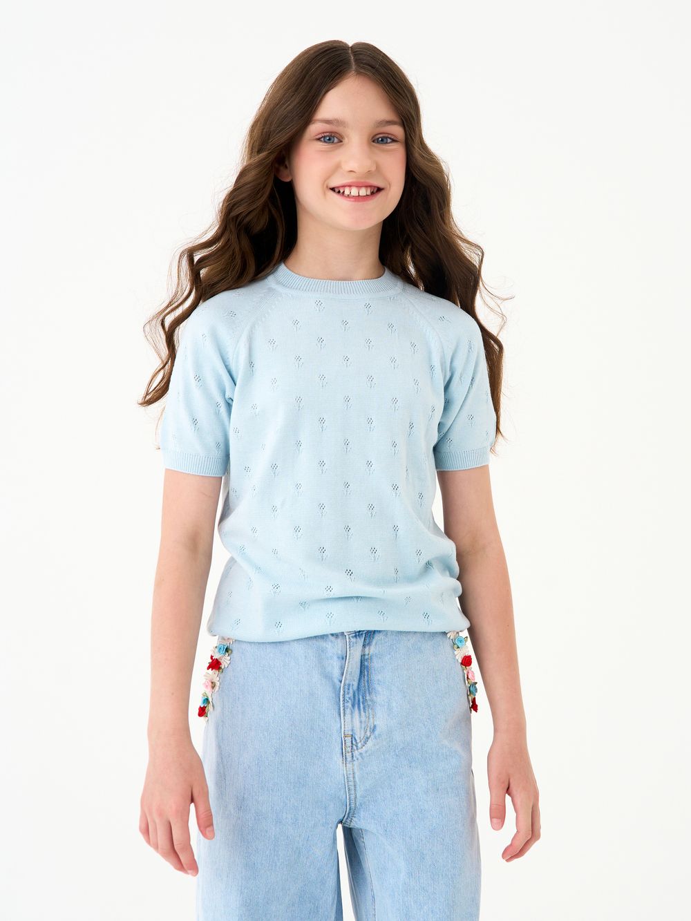 Джемпер для девочки 1384 голубой