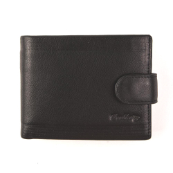 Компактный мужской чёрный кошелёк портмоне из натуральной кожи Dublecity 095-DC1-04A в подарочной коробке