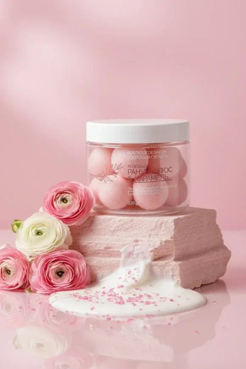 BOUTIQUE DE SAVON Скраб порционный Розовый ранункулюс и карамель
