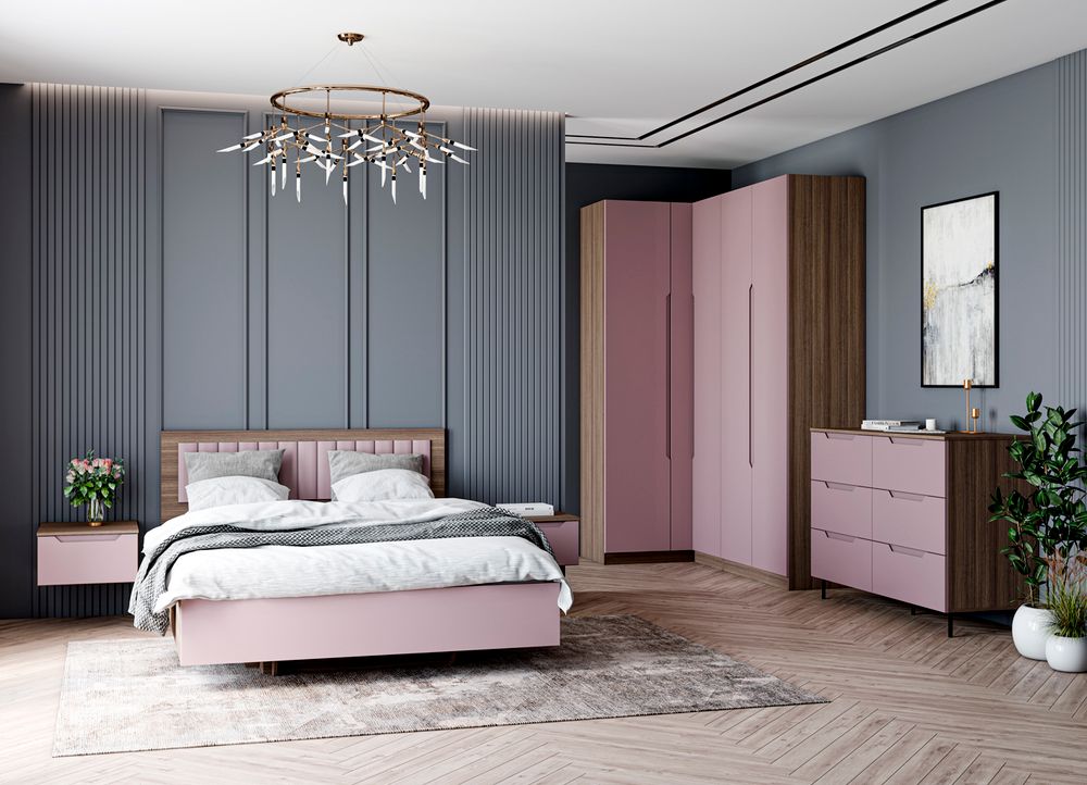 МС Роза Шкаф 450 Орех Франклин/Тренто Пудра скин