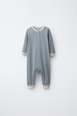 ZARA НАБОР ИЗ ДВУХ ЦЕЛЬНЫХ ПИЖАМ В РУБЧИК, СИНИЙ