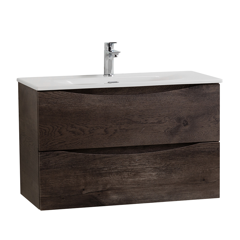 Тумба с раковиной подвесная BelBagno MARINO-CER-MINI-800-2C-SO-RNG-P Rovere Nature Grigio, раковина белая BB-8099-3-80