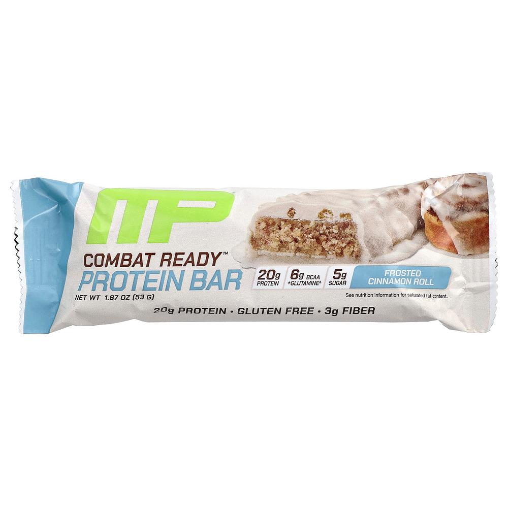 MusclePharm, Протеиновый батончик Combat Ready ™, булочка с корицей, 12 батончиков, 53 г (1,87 унции)