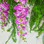 Искусственные цветы Акация лиловая с зеленью в подвесном кашпо