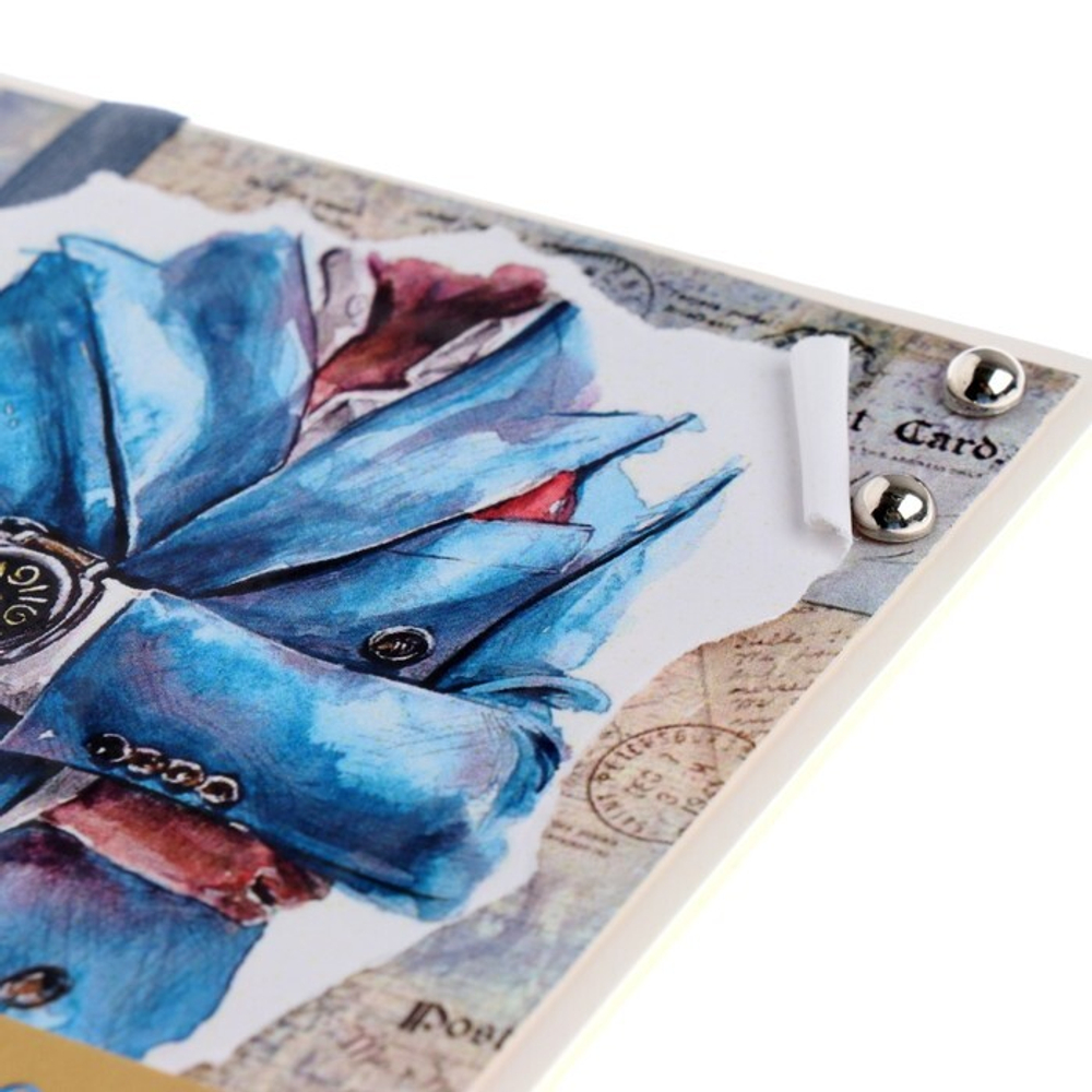 Мини-открытка "С Днём Рождения!" дек. элемент, костюм, 9,5х8 см