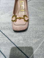 Пыльно-розовые женские туфли Gucci Horsebit