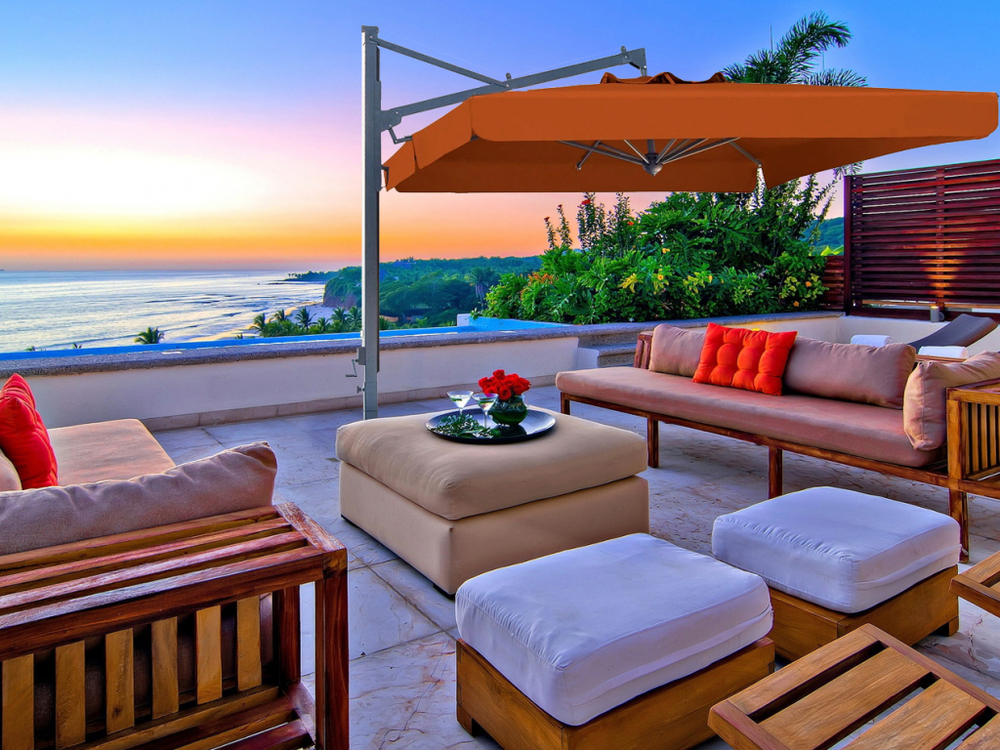 Зонт профессиональный 3х4 м Scolaro Galileo Dark, антрацит, терракотовый