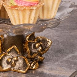 Фруктовница Орхидея Лайм Бронза с чашей из стекла