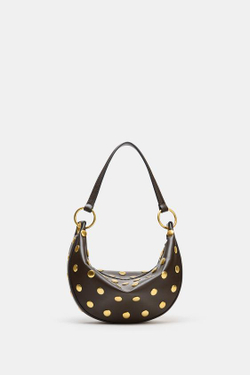 ZARA МНОГОФУНКЦИОНАЛЬНАЯ СУМКА С ЗАКЛЕПКАМИ, КОРИЧНЕВЫЙ