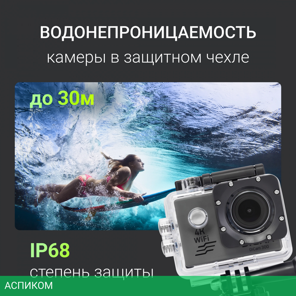 Экшн-камера Digma DiCam 300 серый (DC300)