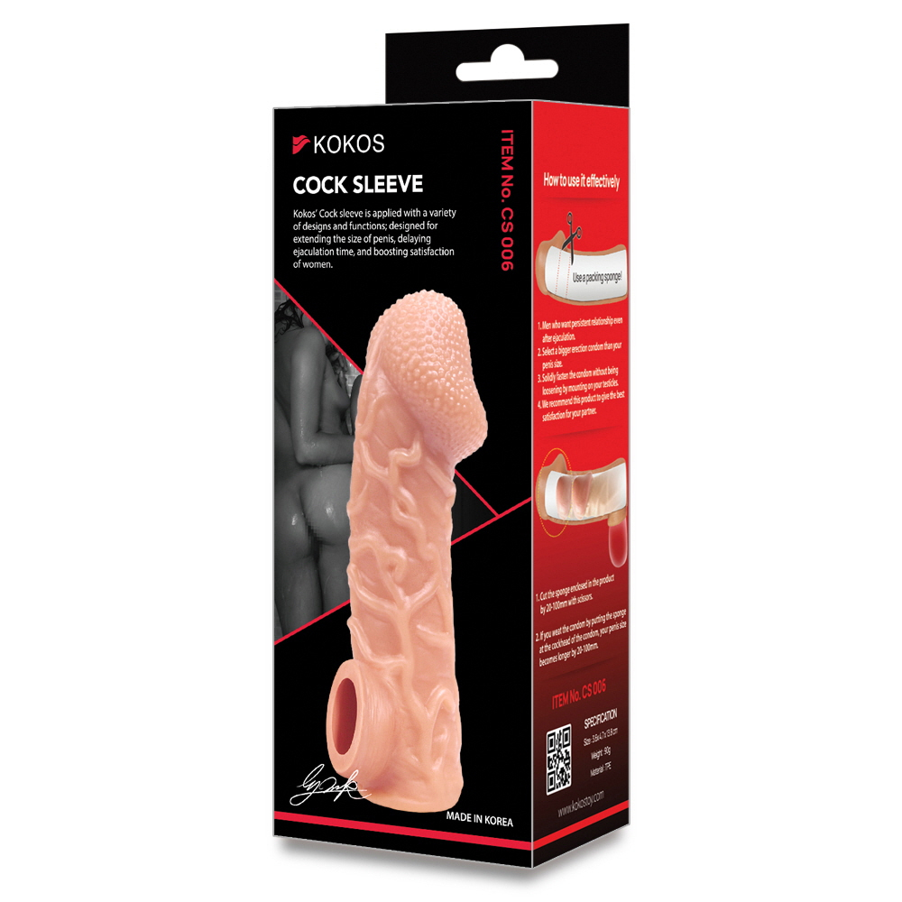 Насадка на пенис Cock Sleeve телесная рельефная KOKOS CS-006-S