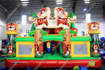 Коммерческий батут "Тигриная страна" с горкой-тоннелем, 10*6*5 м