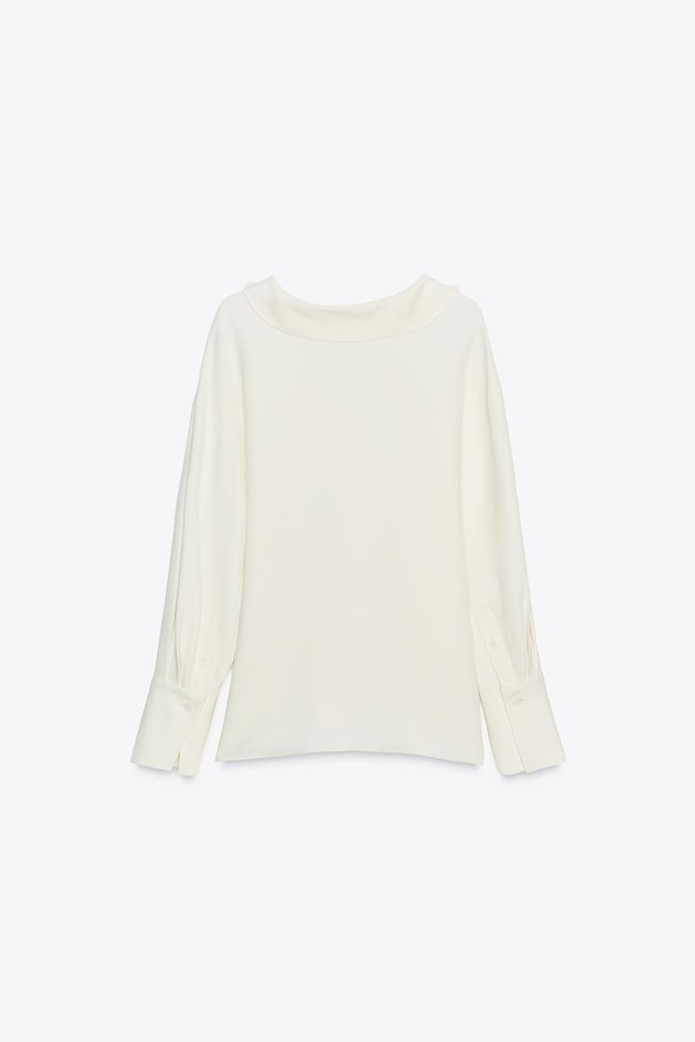 ZARA РУБАШКА С ВОРОТНИКОМ ПОЛО — ZW COLLECTION, ЖЕЛТОВАТО-БЕЛЫЙ