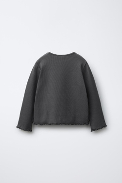 ZARA ФУТБОЛКА В РУБЧИК С СЕРДЦЕМ, АНТРАЦИТОВО-СЕРЫЙ