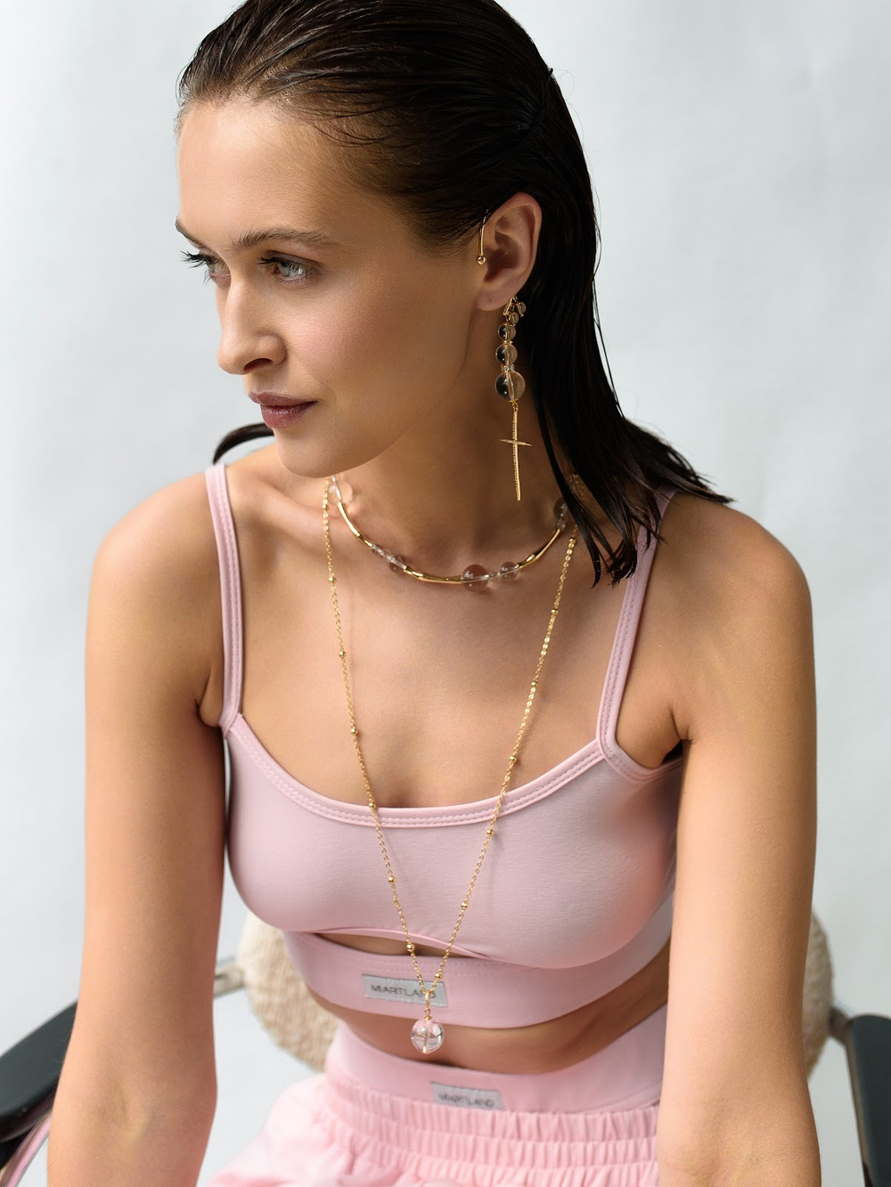 Колье "Bubble 16" с горным хрусталем Gold