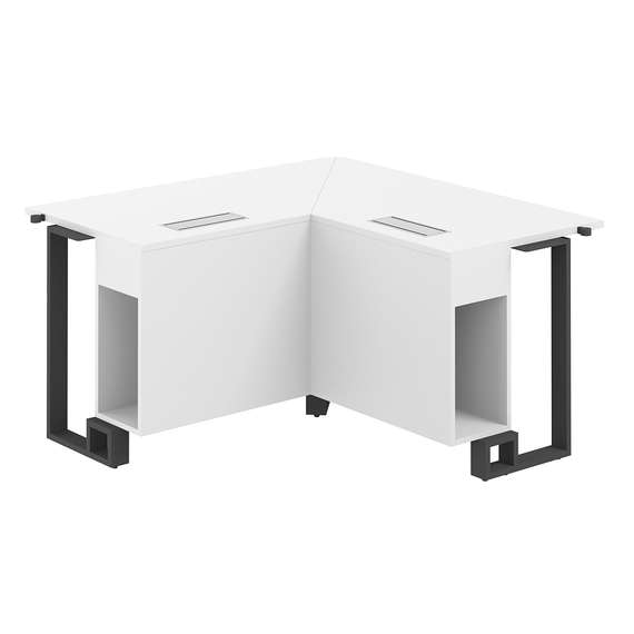 SP.0115.WH.WH.AN / Модуль угловой 1200х1200х750 / столешница:белый, подстолье:белый, металлокаркас:антрацит, лючок:серый
