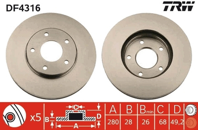 TRW - DF4316-TRW - Brake Disc