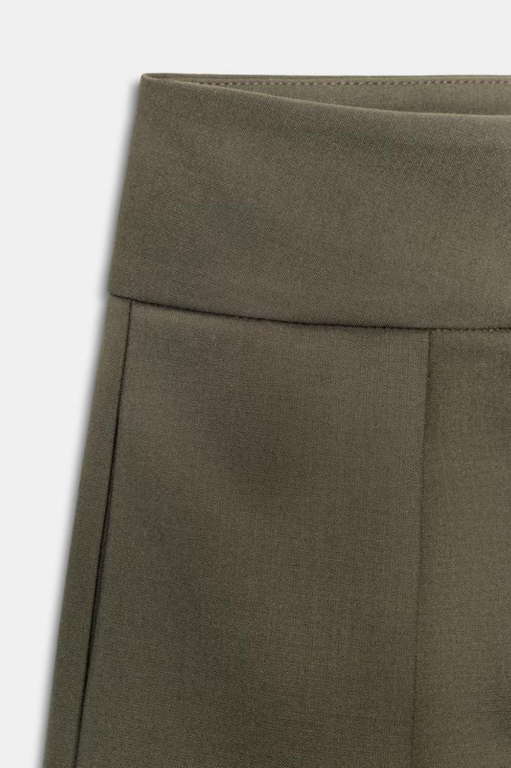 ZARA БРЮКИ-БАЛЛОНЫ СО СКЛАДКАМИ, ТЕМНЫЙ ХАКИ