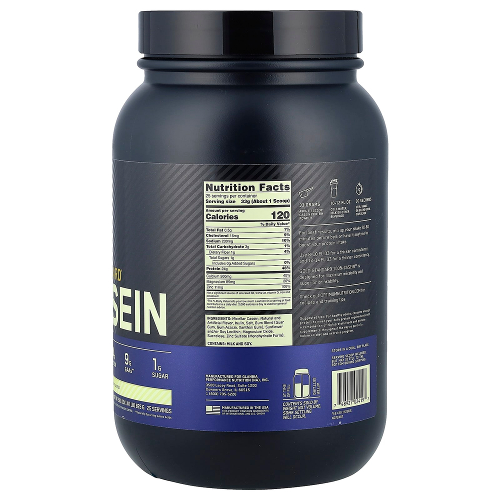 Optimum Nutrition, Gold Standard®, 100% казеин, со вкусом ванили, 825 г (1,81 фунта)