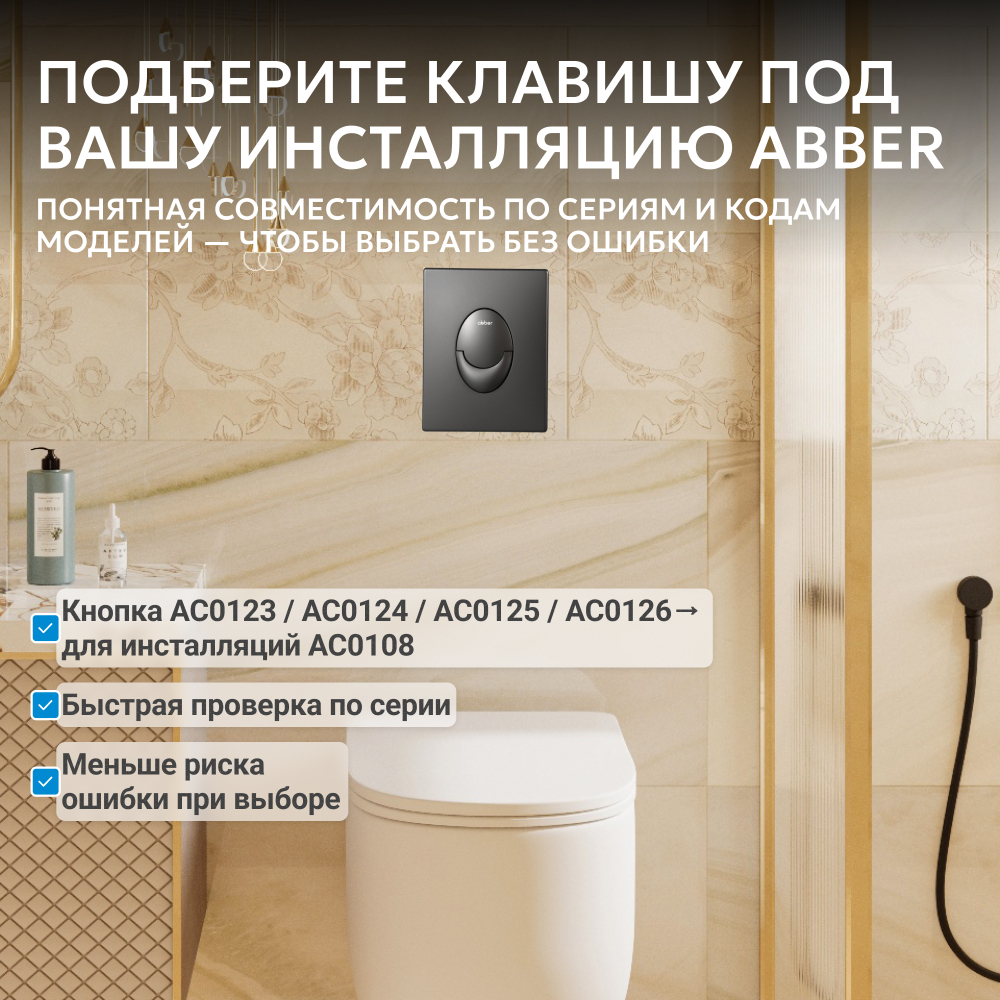 Кнопка смыва ABBER AC0125NG пневматическая, оружейная сталь