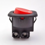 Выключатель клавишный круглый 250V 6А (2с) под винт ON-OFF красный (+провода 15 см с НШВИ)