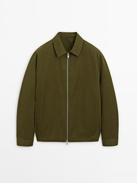 Massimo Dutti Куртка из 100% хлопкового твила, хаки