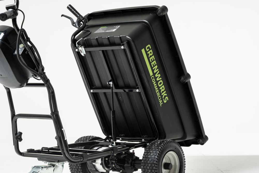 Аккумуляторная самоходная садовая тележка Greenwork 82GCK5, 7400607UB,82v, 106 л, АКБ 5 А·ч и ЗУ