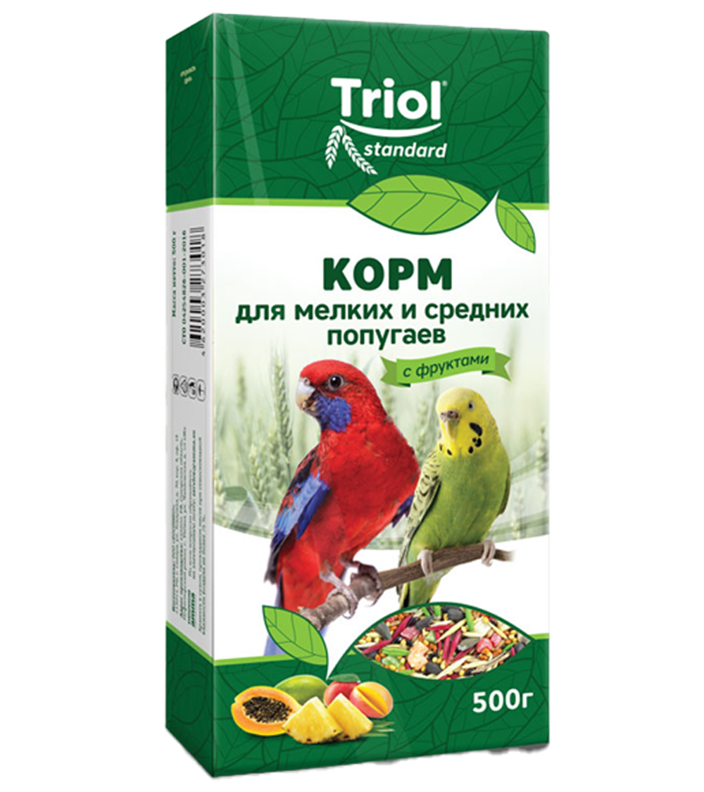 Триол Standard Корм для мелких и средних попугаев с фруктами, 500гр.