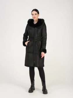 Дубленка зимняя натуральная с капюшоном