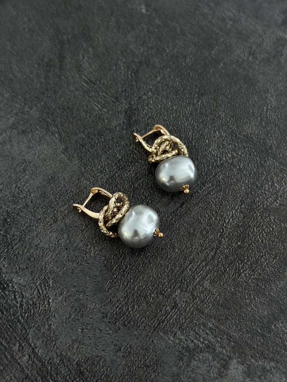 HMG 1131 Sg Майорка Серьги mix серый жемчуг в золоте арт.0720